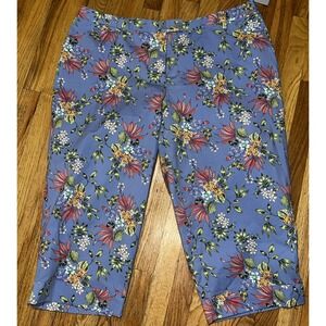 NEW Sag Harbor Women's Floral Capri Pants - 24W Plus Size Spring Summer